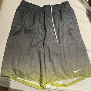 Nike Gray and Yellow Men's Shorts